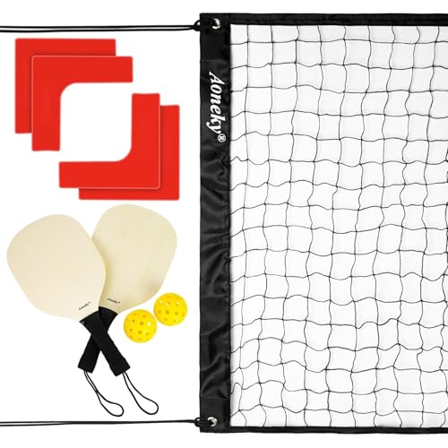 Aoneky Wood Pickleball Paddle Set for Indoor or Outdoor - style: Paddles with Net & Boundary Markers