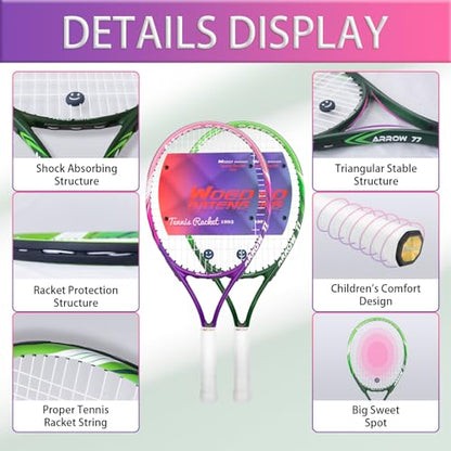 19" 23" 25" Kids Tennis Racket Junior/Youth Tennis Racquet with Tennis Ball Carry Bag Overgrips Vibrations Dampers… - color: 19 Inch
