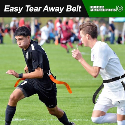 Flag Football Set, Adjustable Flag Football Belts for Youth, Kids & Adults with 1 Belt & 2 Flags (Orange) - color: Orange