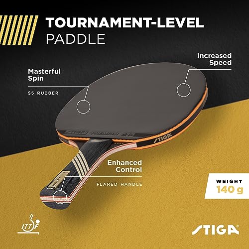 STIGA Bullet Ping Pong Paddle – 5-ply Extra Light Blade – 2mm Premium Sponge – Flared Handle for Masterful Grip – Performance Table Tennis Racket for Competitive Play