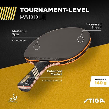 STIGA Bullet Ping Pong Paddle – 5-ply Extra Light Blade – 2mm Premium Sponge – Flared Handle for Masterful Grip – Performance Table Tennis Racket for Competitive Play