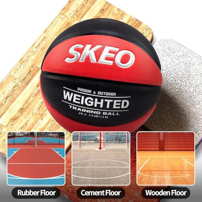 SKEO Weighted Basketball, 2.2/3/3.3LBS 28.5"/29.5" Trainer Heavy Basketballs Made of Composite, Indoor Outdoor Training Ball for Improving Handling Dribbling Rebounding - size: Size 7 Adult & Pro -3.3LBS/1.5KG