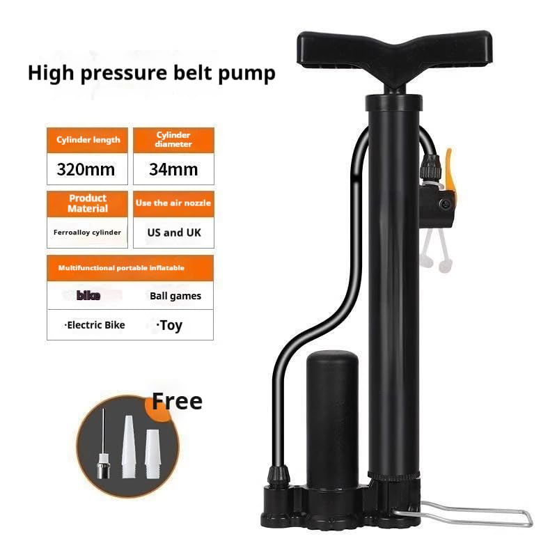 Portable Bike Pump - 160PSI High Pressure Bicycle Tire Pump for Presta & Schrader Valves - Hand Air Pump for Mountain/Road Bikes, Basketballs, Inflatables - Mini Bike Pump with Needle Included