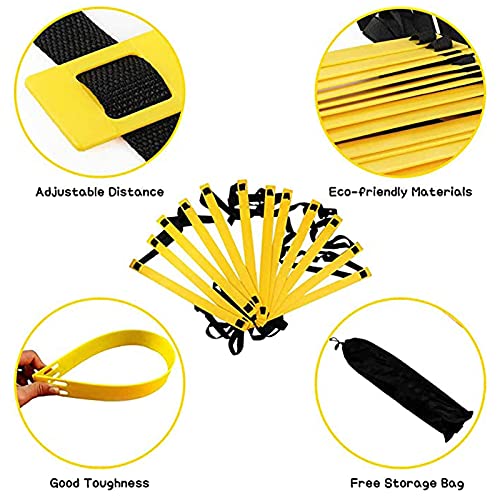 Agility Ladder Flexibility Training Ladder, Speed Agility Training Set, with Resistance Parachute/12 Cones,Unisex's Premium Trainer Kit