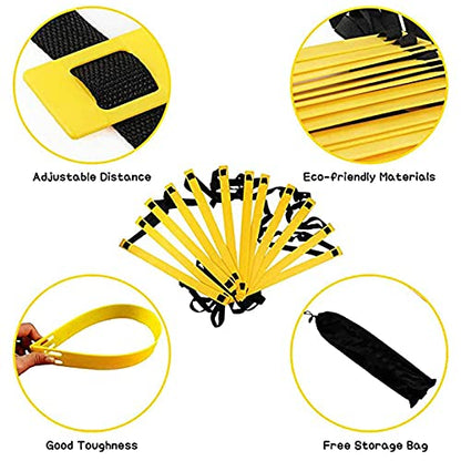 Agility Ladder Flexibility Training Ladder, Speed Agility Training Set, with Resistance Parachute/12 Cones,Unisex's Premium Trainer Kit