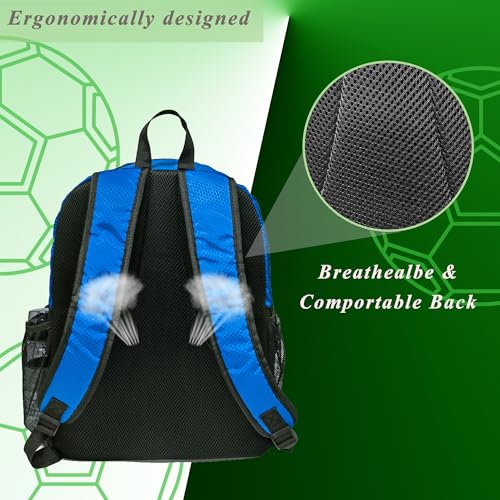 Soccer Bag, Basketball Backpack, Sports Equipment Bag with Shoes and Ball Compartment Holds Sneaks, Helmet, Basketball, Football, Vollyball, Gloves - color: Blue/Black