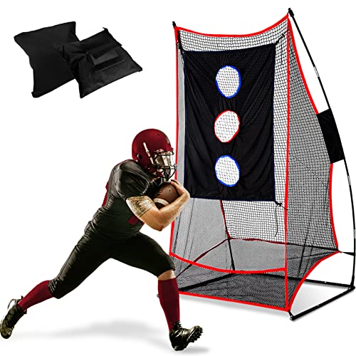 3x6FT Football Net with Throwing Target Strike Zone for Kicking Punting and QB Accuracy Training Portable Football Practice Equipment with Steel Base and Carry Bag - size: 3X6FT with Target
