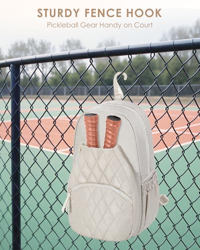 Pickleball Bag for Women - Quilted Crossbody Pickleball Paddle Bag Holds 4 Paddles, Lightweight Sports Gear & Travel Paddle Case - color: Beige