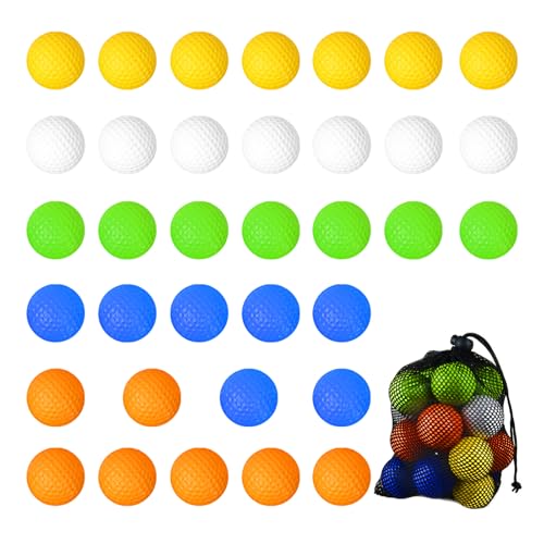 Foam Golf Practice Balls (Pack of 20/Pack of 35),Realistic Feel and Limited Flight Practice Golf Balls for Backyard,Soft Training Golf Balls for Indoor or Outdoor - color: White/Yellow/Orange/Green/Blue