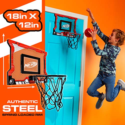 NERF Basketball Hoop Set - Pro Hoop Mini Hoop Set with Mini NERF Basketball - Steel Rim Great for Dunking - color: Red Standard, size: 18" x 12"