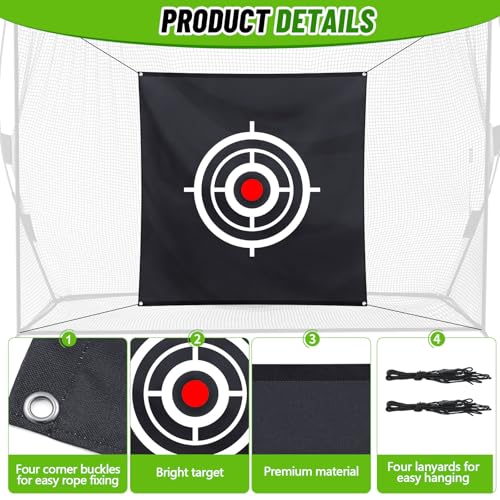 Halloscume Golf Target Cloth for Net Replacement Golf Hitting Net Target with 4 Straps for Practice Training Aids Indoor Outdoor Use - size: 5 x 5 ft