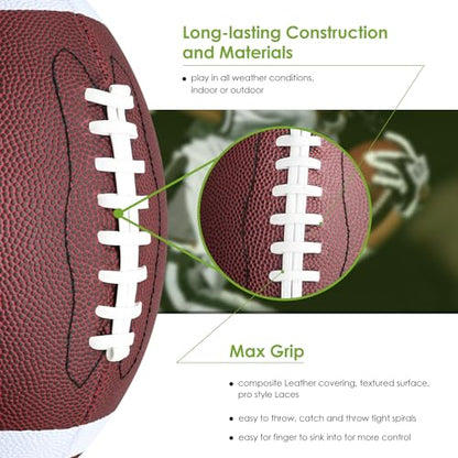 jiaonun Youth Size 6/Official Size 9 Footballs Bulk, Inflatable with Pump for Youth, Junior, Adult, College, High School, Regulation Size Football, American Football, Composite Leather Football - size: size 6, 6pack