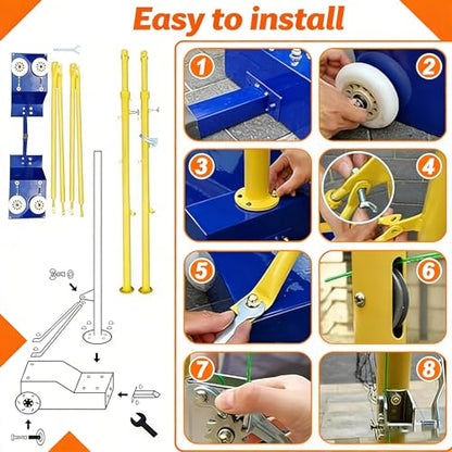Volleyball/Badminton Posts with Net, Badminton Net Frame with Wheels and Stable Base, Sturdy Base for Indoor/Outdoor Use, Adults, Children