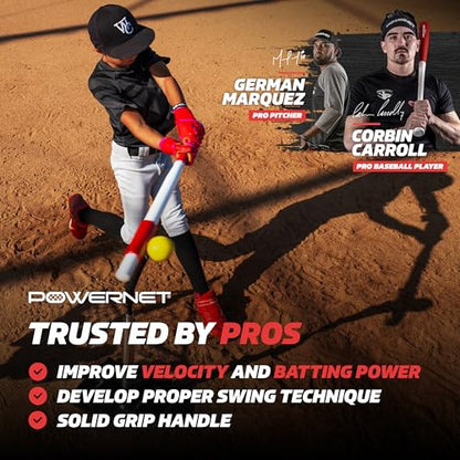 PowerNet Sweet Spot Training Bat + 3.2"" Progressive Softball Training Balls for Hitting & Pitching, 9 Pack Weighted Balls & Weighted Bat, Improve Hand-Eye Coordination & Power - size: 27" (24 oz) Bat + 3.2" Balls LITE 9 Pk