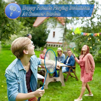 12 Pack Badminton Rackets Set Including Badminton Racquets, Nylon Shuttlecocks and Carry Bag for Outdoor Backyard Games Beginners - color: Red, Blue