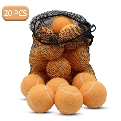 SHYUJAJIE Tennis Balls, 20 Pack Training Tennis Balls,High Elasticity Practice Tennis for Beginner, Exercise Playing Balls for Pet Dog - color: Light Orange