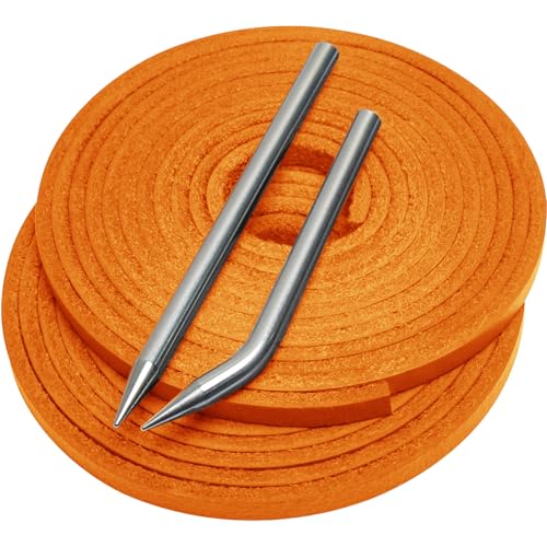Softball Baseball Glove Lace, Mitt Lace Repair Kit Includes 2 Leather Laces and Lacing Needle for Catcher's Glove - color: Orange