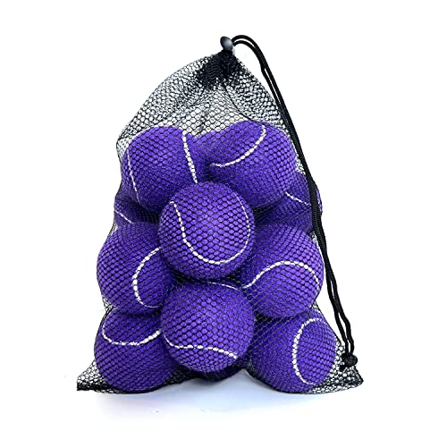 Tennis Balls, 12 Pack Advanced Training & Practice Tennis Balls for Beginners, Pet Dogs Playing Balls, Includes Mesh Carry Bag - color: Purple