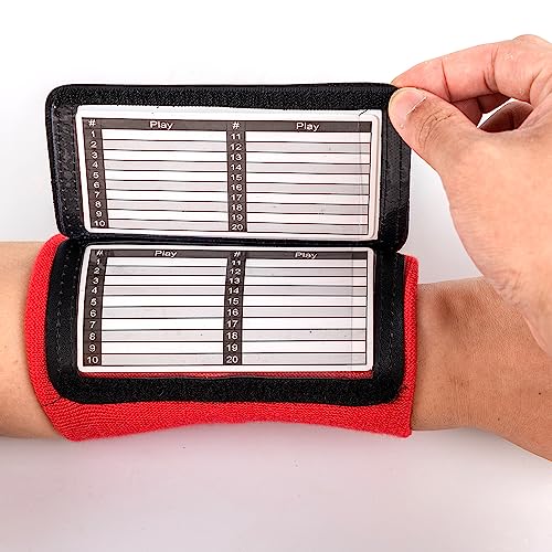 Quarterback Play Wristband - 3 Playsheet Compartments - Perfect for Flag and Tackle Football-2 Inserts Included-Youth,Single - color: Red