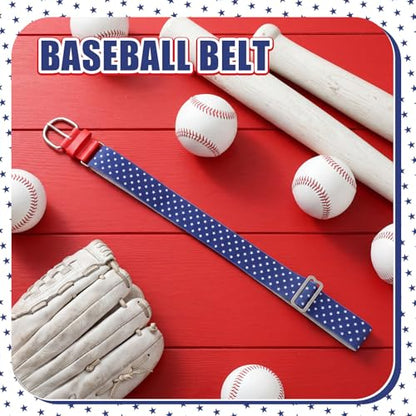 American Flag Baseball/softball Belt, USA Star Adjustable PU Leather Elastic Belt for Youth Sport Practice - size: Medium