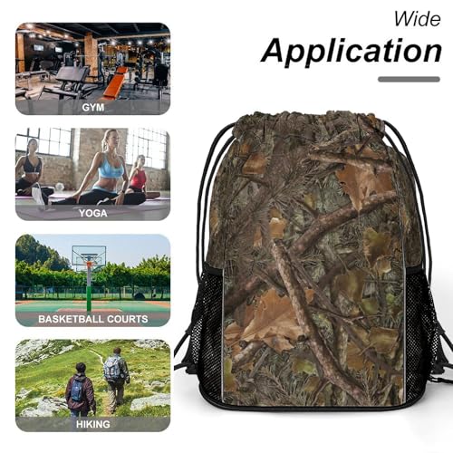 Camo Drawstring Backpack Gym Bag With Shoe Compartment String Bag Sport Beach Swimming Sackpack For Women Men - color: Camo
