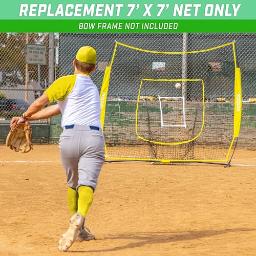 GoSports Replacement 7 x 7 ft Baseball Net - NET ONLY - Frame NOT Included - Choose Your Color - color: Yellow