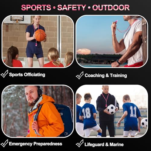 Junkin 5 Pack Pealess Referee Whistles with Lanyards, Loud Crisp Sound, Cushioned Mouthpiece for Coaches, Referees, Teachers, Lifeguards, Sports, Safety & Emergency Use