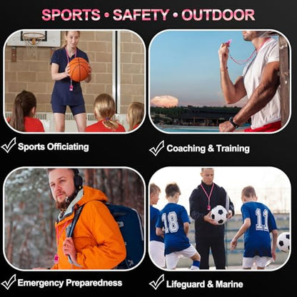 Junkin 5 Pack Pealess Referee Whistles with Lanyards, Loud Crisp Sound, Cushioned Mouthpiece for Coaches, Referees, Teachers, Lifeguards, Sports, Safety & Emergency Use