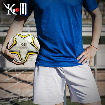 Soccer Ball Size 5 | Premium Match & Training Ball for Adults & Kids | Durable Synthetic Leather | World Cup Design | Grass, Turf, Indoor