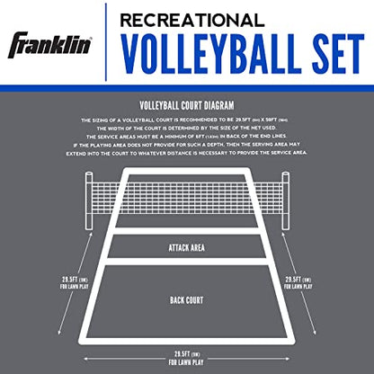 Franklin Sports Volleyball + Badminton Sets - Beach + Backyard Game Set - Volleyball, Pump, Badminton Rackets, Birdies, Net + Poles Included - style: Recreational Badminton/Volleyball Set