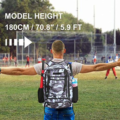 ZOEA Baseball Bat Bag Backpack, T-Ball & Softball Equipment & Gear for Youth and Adults, Large Capacity Holds 4 Bats, Helmet, Gloves, Cleats,Shoes Compartment & Helmet Holder