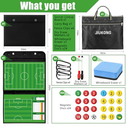 Magnetic Soccer Coaching Board – Portable Dry Erase Whiteboard with Fence Clip, Magnets & Carry Bag, Foldable Clipboard for Soccer Coaches & Players, Ideal Coach Gift - style: Soccer