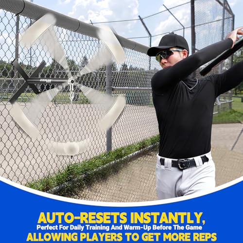 Auto-Reset Baseball Swing Trainer - Portable Hitting Trainer with Tethered Ball for Fence Mounting | Perfect for Baseball & Softball Hitting,Swing,Batting Practice Equipment For Beginners & Pro