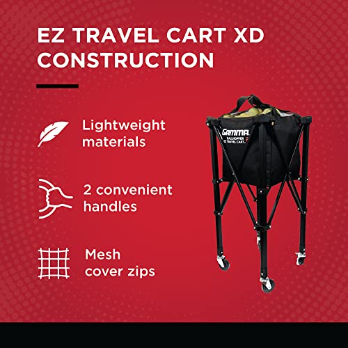 GAMMA Sports EZ Travel Cart, Tennis & Pickleball Hopper, Padel, Portable Compact Design, Sturdy Lightweight Construction, EZ Bags, 150 or 250 Capacity, Premium Carrying Case Included - size: 150 Ball, style: Former Cart