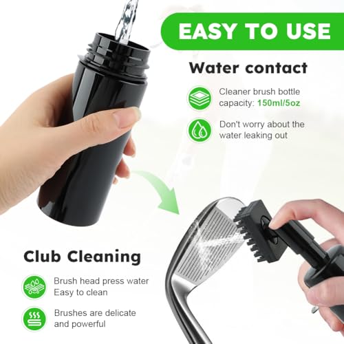 2Pack Golf Club Cleaner Brush,Golf Groove Sharpener Tool Golfs Club Brush with Retainer Clip and Squeeze Water Bottle,Holds 5 Ounces of Water,Essentials Golfs Accessories