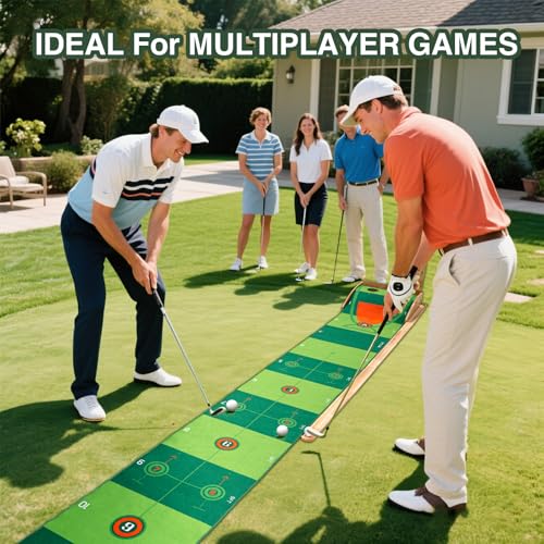 Wekin Indoor Putting Green with Auto Ball Return,11 Foot Golf Practice Putting Mat,Ideal Training Putting Mat for Beginners & Advanced Players