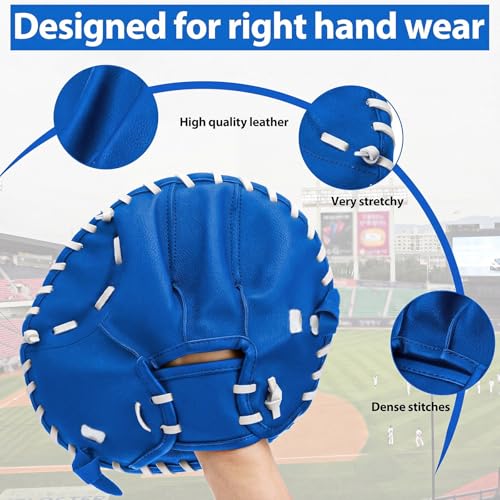 VioraWhite Pancake Baseball and Softball Training Glove with Practice Foam Ball - Flat & Soft Premium PVC Fielding Gear for Right-Hand Throw, Great Choice for Teens