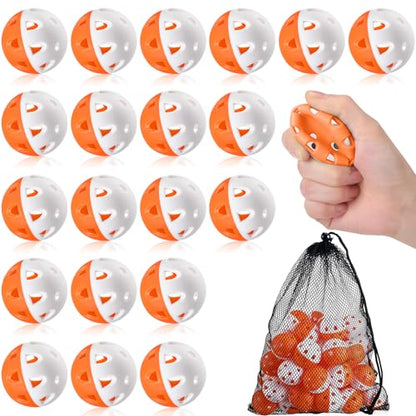 VioraWhite 48 Pack Mini Practice Baseballs 1. 65 Inch Small Baseball Training Lightweight Hollow with a Drawstring Bag for Hitting, Batting Training Use - color: Orange and White