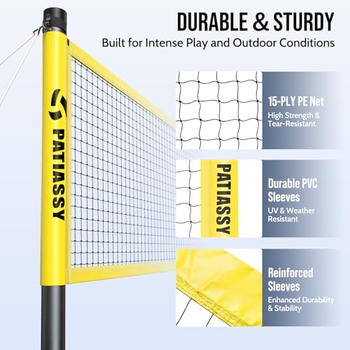 Badminton Set for Backyard, Outdoor Badminton Net with Anti-Sag Design, 4 Professional Badminton Rackets, 4 Shuttlecocks and Carry Bag for Lawn or Beach