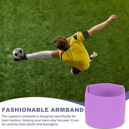 Soccer Captain Armband, Elastic Wrist Arm Bands Adjustable Player Team Leader Anti-Slip Badge Sports Accessories-Fit - color: Light Purple