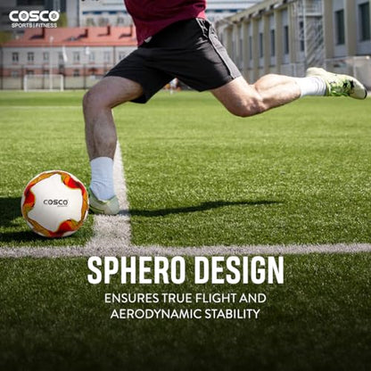 Cosco Dynamo Football, 32 Panels, Thermobound Football, Grained PU, Suitable for Soft & Wet Ground, Hard Ground with Grass & Artificial Turf, International Match Ball, Size – 5