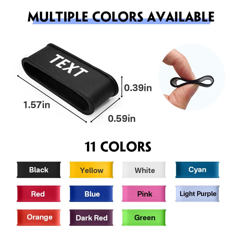 2PCS Custom Pickleball Paddle Name Bands Silicone Personalized Ring Grip Bands for Tennis Table Tennis Badminton