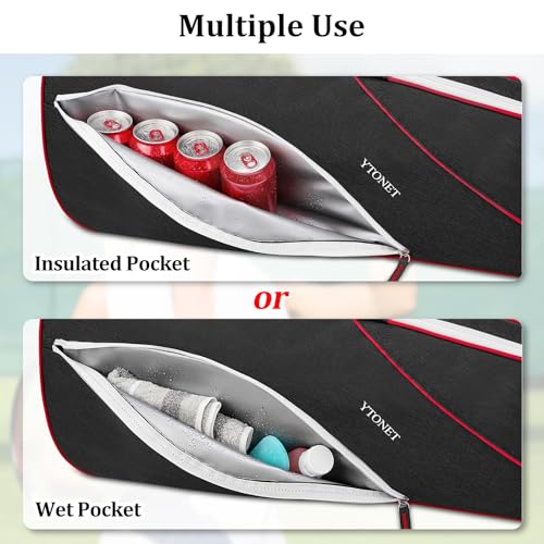 Ytonet Tennis Bag 6 Rackets, Large Tennis Racket Bag for Men Women with Insulated Pocket Shoe Compartment Water Resistant 3-Ways Carry Padded Badminton Cover for Pro/Team/Familiy Training, Black