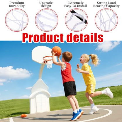 8 Pcs Mini Basketball Nets Replacement for 8"-10.25" Basketball Rims with 8 Loops White Nylon Small Basketballs Hoop Net Basketballs Rims Thicker Ropes Weaved All Weather
