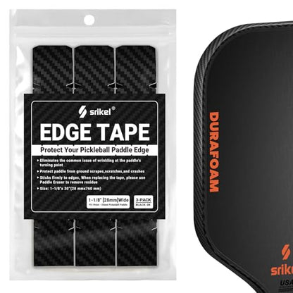 Pickleball Edge Guard Tape – Pickle Ball Paddle Edge Protection Tape 3 Pack, Paddle Head Edge Guard for 12MM to 20MM Rackets, Fits Perfectly Curved Edge, Easy Application, No Wrinkling - color: black 3k, size: 16mm Paddle