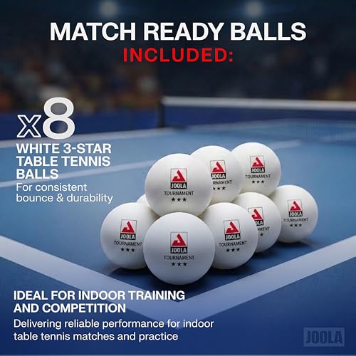 JOOLA Helio 4-Player Table Tennis Set - 4 Premium Ping Pong Paddle Rackets, 8 High-Performance White 3-Star Table Tennis Balls, Beginner Friendly Starter Kit for Maximum Control, 12 Piece Set