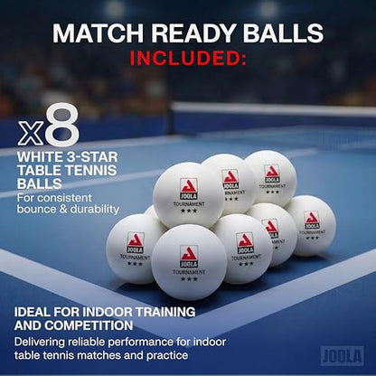 JOOLA Helio 4-Player Table Tennis Set - 4 Premium Ping Pong Paddle Rackets, 8 High-Performance White 3-Star Table Tennis Balls, Beginner Friendly Starter Kit for Maximum Control, 12 Piece Set