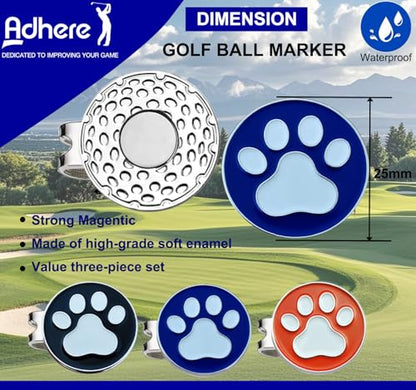 Adhere Golf Ball Markers Personlized Double Side Cute cat Logo Enamel with A Magnetic Hat Clips,A Premium Golf Gifts. - color: E-Blue+Orange+Black
