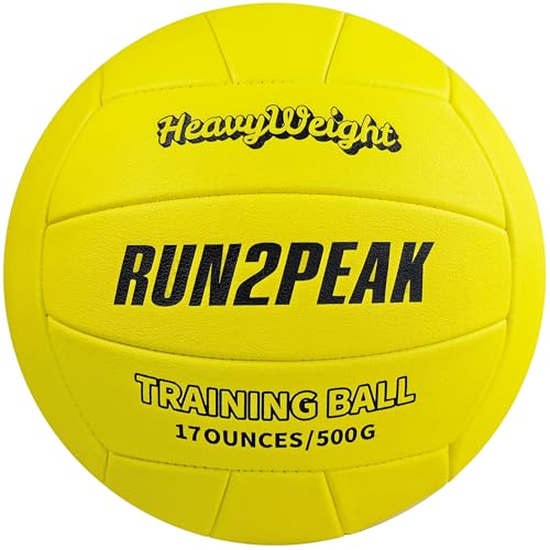 RUN2PEAK Heavy Weight Volleyball Ball Official Size 5 Setter Training Volleyballs PU Practice Volley Balls for Indoor Rebounder Equipment Setters Weighted Volleyball Setting Trainer - color: Yellow/Black