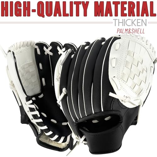 Baseball Glove,Baseball Softball Mitt with Ball for Kids Youth Adults Training and Beginner,Right Hand Throw,Left Hand Glove - color: Monochrome Streak, size: 12.5"